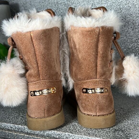 Nine West Dora Faux Fur Pom Pom Winter Boots Shoes Size 5 Toddler - Picture 2 of 9